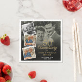 50周年記念結婚4フォトコラージュ スタンダードカクテルナプキン (インサイチュ)