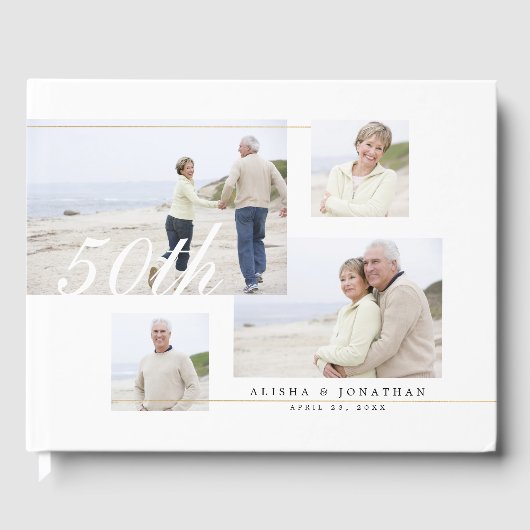 50周年記念結婚4枚の写モダン真コラージュ ゲストブック (正面)