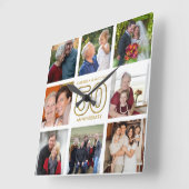 50周年記念結婚8フォトコラージュ スクエア壁時計 (傾斜)