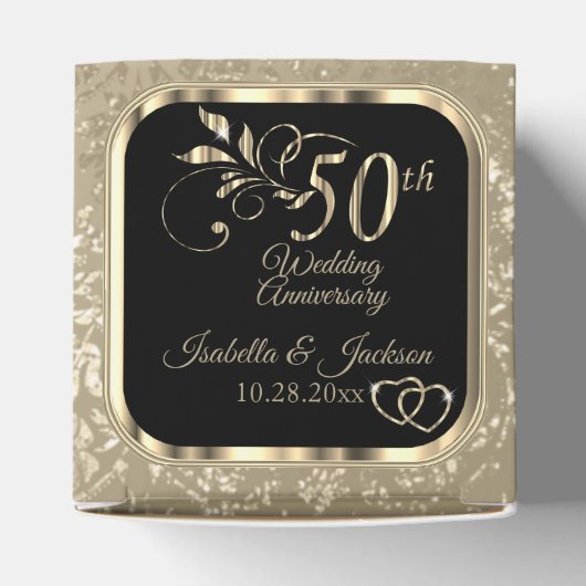 50周年記念結婚 – ブラック&金ゴールドお願いボックス フェイバーボックス (上部)