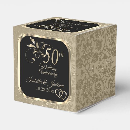 50周年記念結婚 – ブラック&金ゴールドお願いボックス フェイバーボックス (裏面サイド)