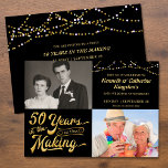 50周年記念結婚・今の写真パーティー 招待状<br><div class="desc">この50周年記念の招待状をブラックで招待状結婚し、50 YEARS IN THE MAKINGを掲載したレトロなタイポグラフィと金ゴールドを使用して、デザインの一部として彼らの年を含め、そのTHENとNOWの写真を追加することができま結婚す。パーティの招待状詳細は背面にある。写真のヒント：最も速最高のい/結果を得るには、被写体が中央にある写真を選択し、アップロード前に表示される同様の形状に前もってトリミングし、写真の宇宙を完全に満たす。この連絡デザイもしナーを変更するか、別のデザインで変更する。</div>