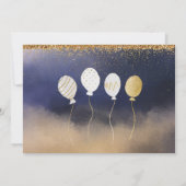 50周年記念結婚、金ゴールド、青、白 招待状 (裏面)