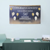 50周年記念結婚、金ゴールド、青、白 横断幕 (トレードショー)