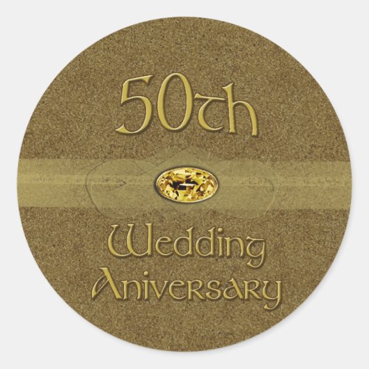 50周年記念結婚 – 金印 ラウンドシール (正面)