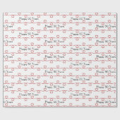 50周年記念赤いハートオンホワイト ラッピングペーパー (フラット)