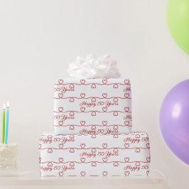 50周年記念赤いハート ラッピングペーパー