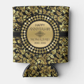 50周年記念金ゴールドとブラックダマスク 缶クーラー (正面)