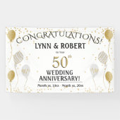 50周年記念金ゴールドとホワイト 横断幕 (横)