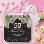 50周年記念金ゴールドグリッター風船 ペーパープレート (パーティー)