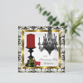 50周年記念金ゴールドシャンデリアレッドローズキャンドル 招待状 (スタンド正面)