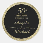 50周年記念金ゴールドスパークルブラックスタイリッシュグラム ラウンドシール (正面)