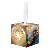 50周年記念金ゴールドダイヤモンド写真記念 キューブオーナメント (正面アングル)