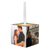 50周年記念金ゴールドダイヤモンド写真記念 キューブオーナメント (裏面アングル)