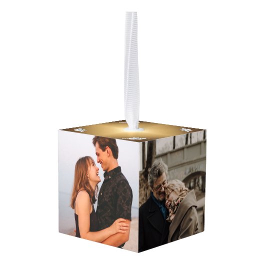 50周年記念金ゴールドダイヤモンド写真記念 キューブオーナメント (裏面アングル)