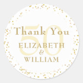 50周年記念金ゴールドダスト紙吹雪ありがとう ラウンドシール (正面)