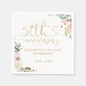 50周年記念金ゴールドハートバラフローラ スタンダードカクテルナプキン (正面)