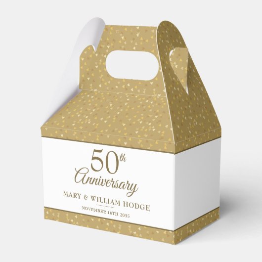 50周年記念金ゴールドハート結婚紙吹雪写真 フェイバーボックス (正面サイド)