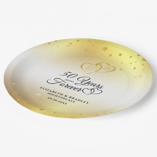 50周年記念金ゴールドハート50年 ペーパープレート (アングル)