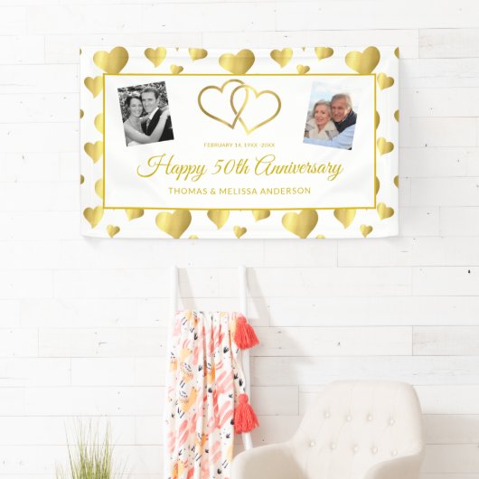 50周年記念金ゴールドハート&フォトバナー 横断幕 (インサイチュ)