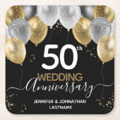 50周年記念金ゴールドバルーン スクエアペーパーコースター (正面)