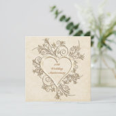 50周年記念金ゴールドフローラハート招待状 招待状 (スタンド正面)