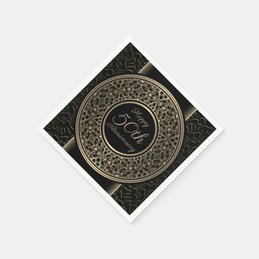 50周年記念金ゴールドメダリオン紙ナプキンス スタンダードカクテルナプキン (角)