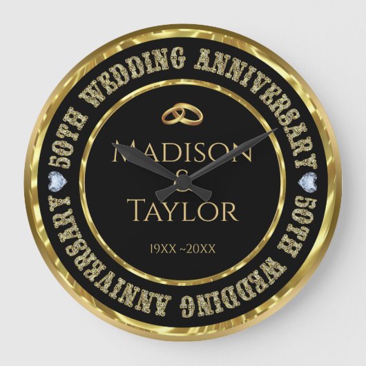50周年記念金ゴールドリングや輪大時計 ラージ壁時計 (正面)