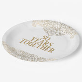 50周年記念金ゴールドレースオンホワイト紙プレート ペーパープレート (アングル)