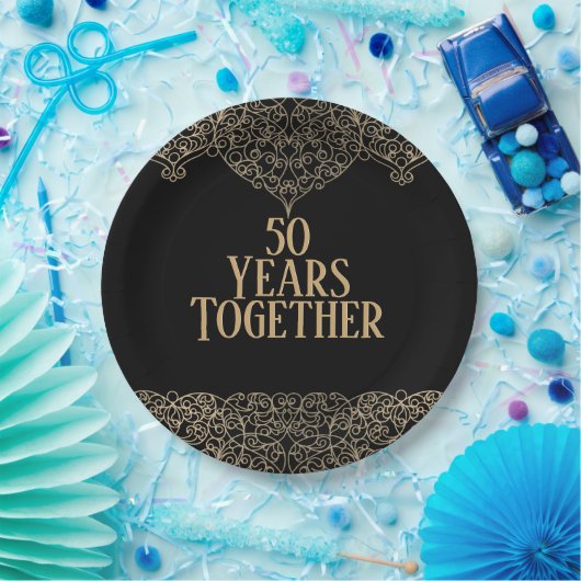 50周年記念金ゴールドレース ペーパープレート (パーティー)