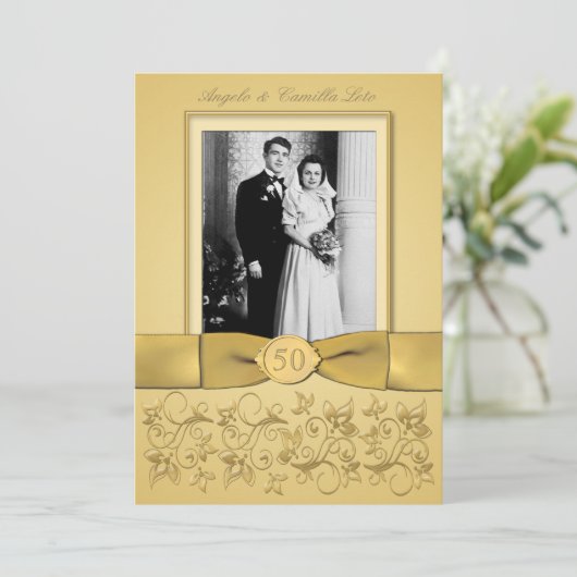 50周年記念金ゴールド招待状 招待状 (スタンド正面)