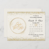 50周年記念金ゴールド結婚の日付カレンダー 案内ポストカード (正面/裏面)