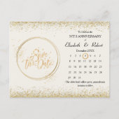 50周年記念金ゴールド結婚の日付カレンダー 案内ポストカード (正面)