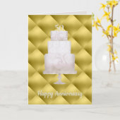 50周年記念金ゴールド3層ケーキグリーティングカード カード (黄色い花)