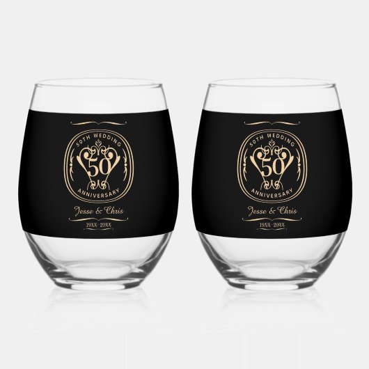 50周年記念飲み物用品セット ステムなしワイングラス (正面)