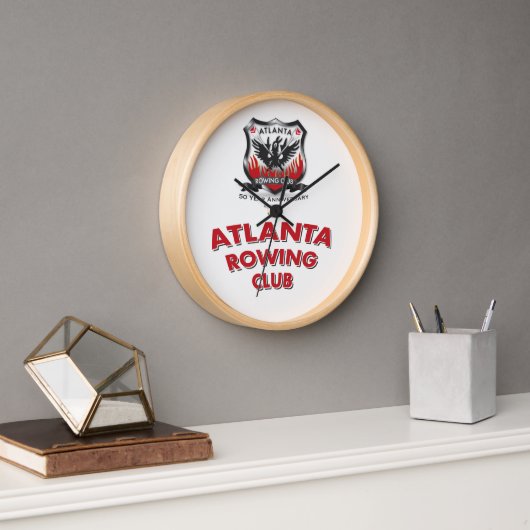 50周年記念10インチラウンドウォールクロック、木枠 壁時計 (オフィス)