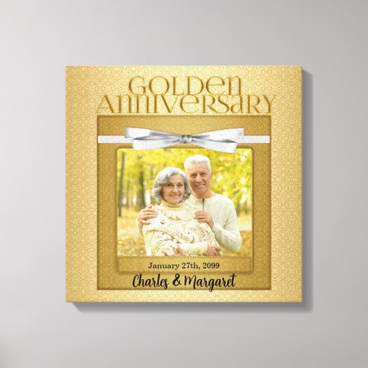 50周年記念16x16写真パーソナライズされた キャンバスプリント (正面)