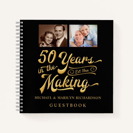 50周年記念2枚金ゴールドゲストブック ノートブック (正面)