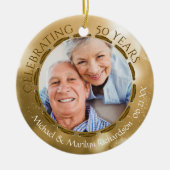 50周年記念2面2写真金ゴールド セラミックオーナメント (正面)