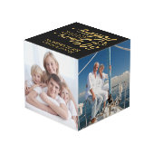 50周年記念4フォトブラック&金ゴールド パーソナライズされた フォトキューブ (裏面アングル)