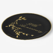 50周年記念50ブラック金ゴールドリーフ ペーパープレート (アングル)