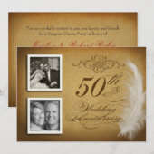 50周年記念 おしゃれな羽根の2枚写真招待状 招待状 (正面/裏面)