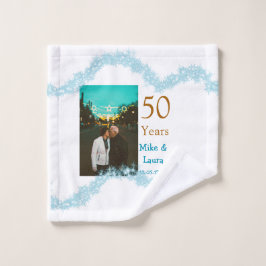 50周年記念 + おふたりの名前 + 記念日 + ウェディング ウォッシュタオル