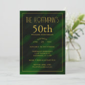50周年記念 | エレガントなエメラルドグリーンゴールド 招待状 (スタンド正面)