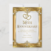 50周年記念 エレガント ゴールド ホワイトパール ゴールデン 招待状 (正面)