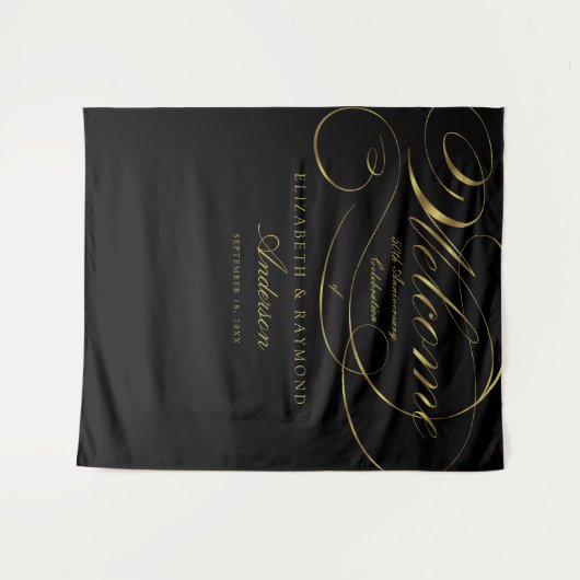 50周年記念 エレガント シルバー スクリプト ウェルカム タペストリー (正面(横))