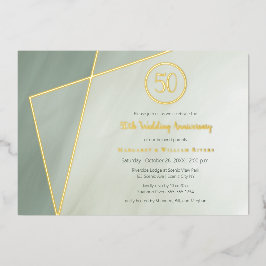 50周年記念 グレード翡翠にゴールド 箔招待状
