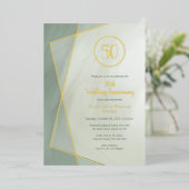 50周年記念 グレード翡翠にゴールド 箔招待状 (立ち正面)