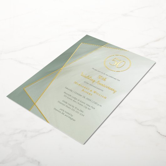 50周年記念 グレード翡翠にゴールド 箔招待状 (回転した状態)