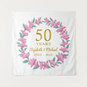 50周年記念 ゴールデン フローラル ピンク リース タペストリー (正面)